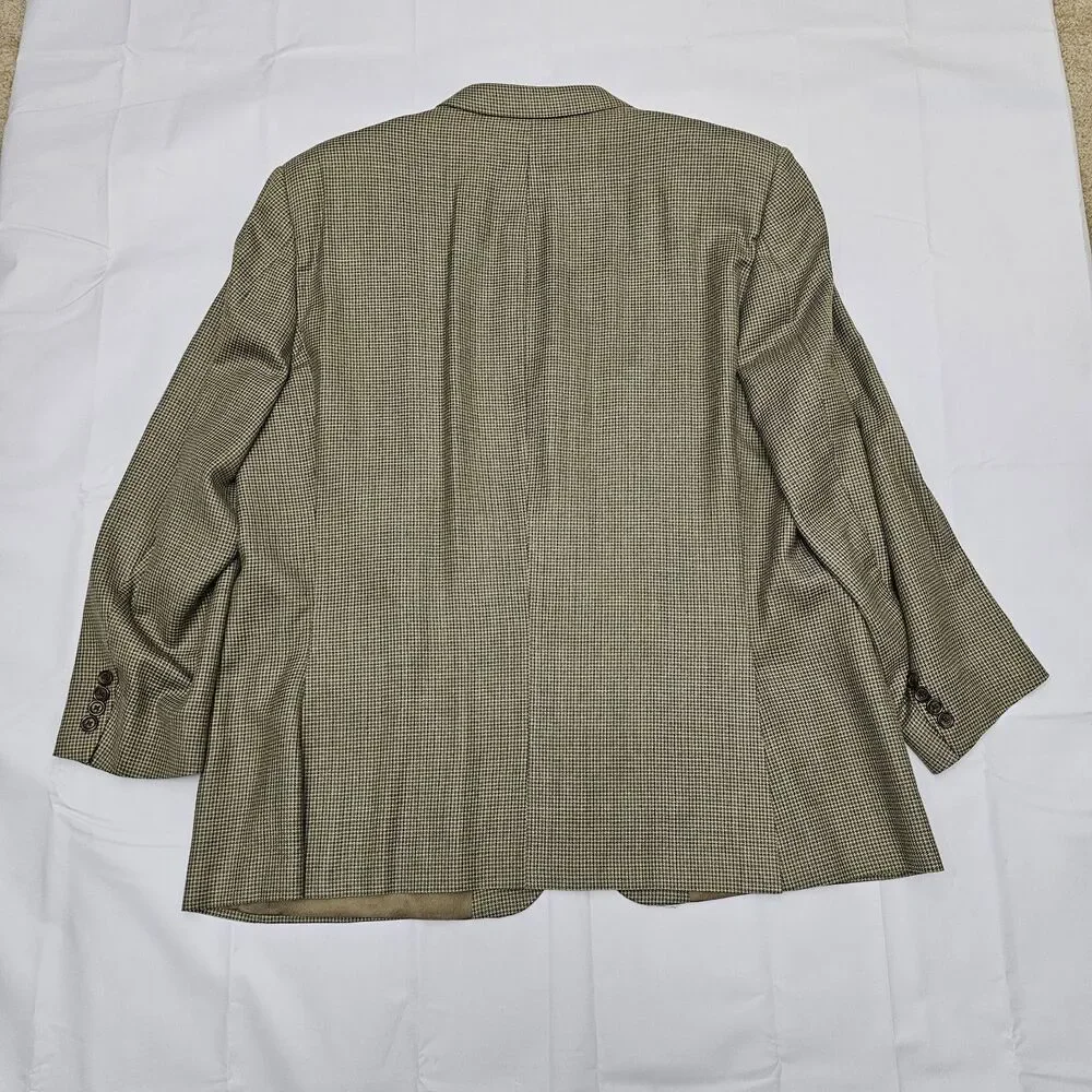 Vintage Burberry Mens 48R Houndstooth Sport Coat Blazer‎ Silk Wool 3 Buttons